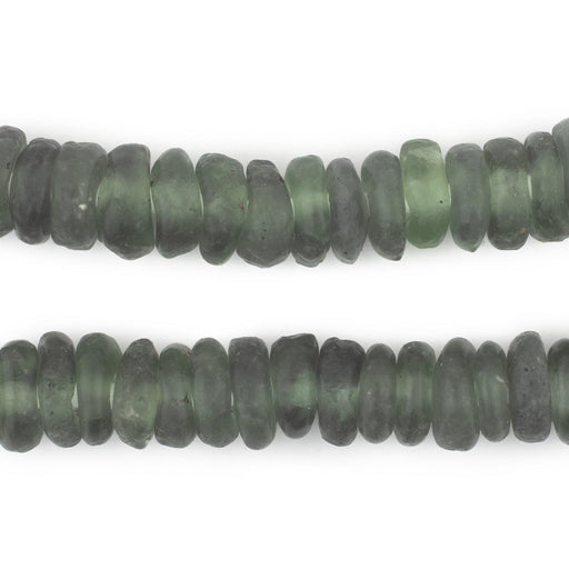 Green Grey Swirl Rondelle Recycled Glass Beads - The Bead Chest