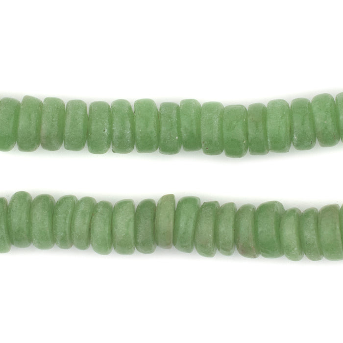 Lime Green Ashanti Glass Disk Beads (10mm) - The Bead Chest