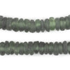 Green Grey Swirl Rondelle Recycled Glass Beads