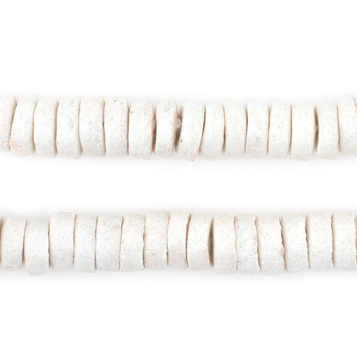 White Ashanti Glass Disk Beads (10mm) - The Bead Chest