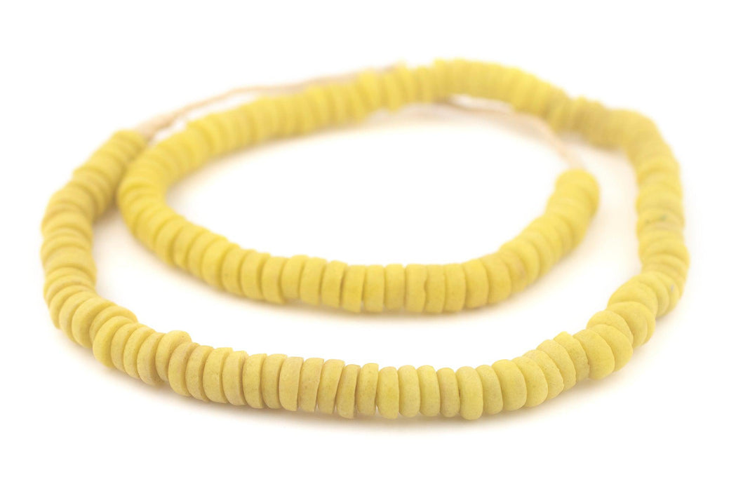 Yellow Ashanti Glass Disk Beads (10mm) - The Bead Chest