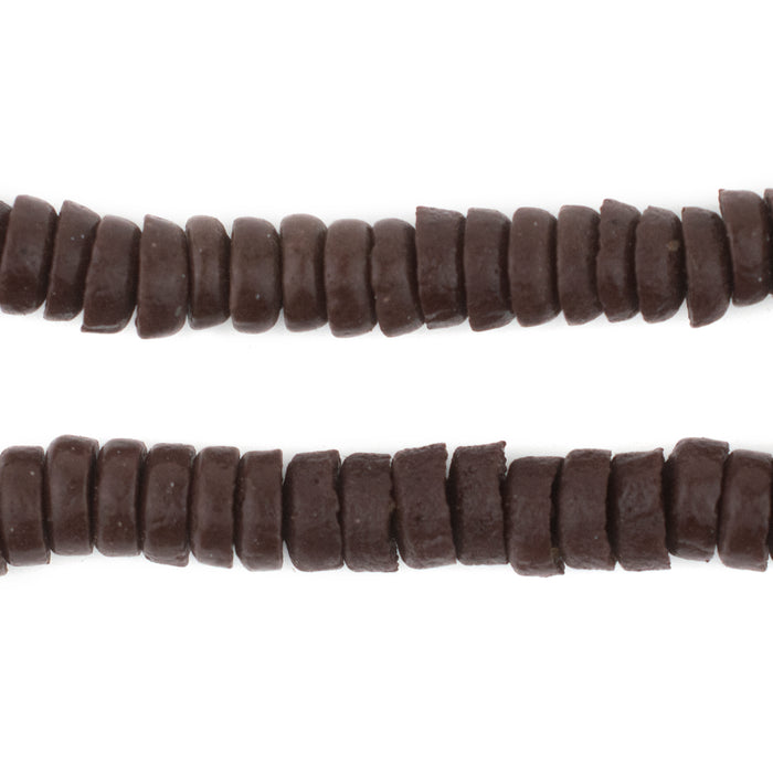 Dark Brown Ashanti Glass Disk Beads (10mm) - The Bead Chest