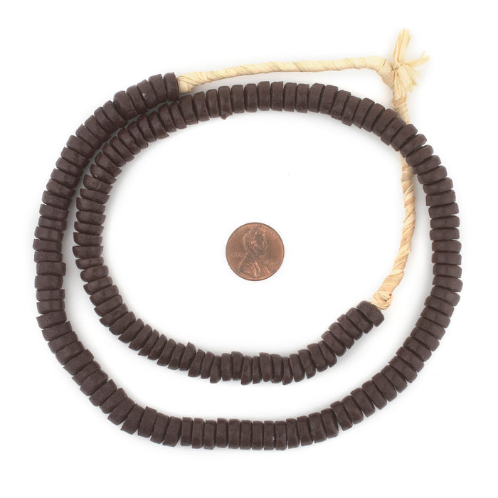 Dark Brown Ashanti Glass Disk Beads (10mm) - The Bead Chest