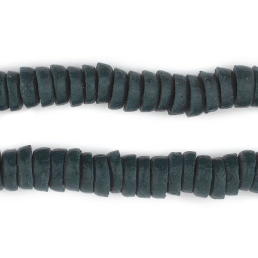 Forest Green Ashanti Glass Disk Beads (10mm) - The Bead Chest