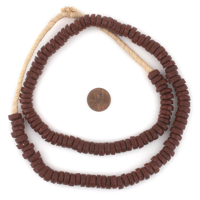 Brown Ashanti Glass Disk Beads (10mm) - The Bead Chest