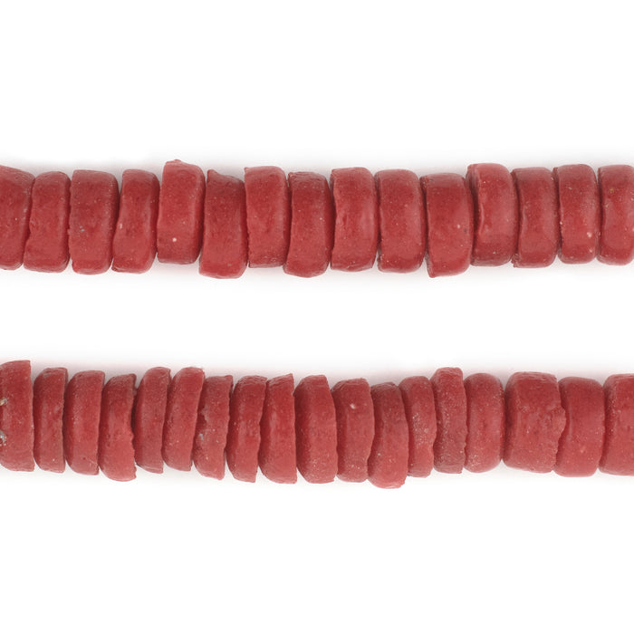 Red Ashanti Glass Disk Beads (10mm) - The Bead Chest