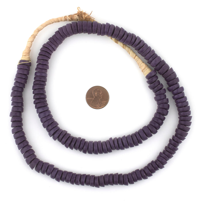 Purple Ashanti Glass Disk Beads (10mm) - The Bead Chest