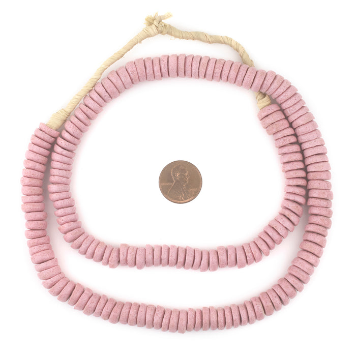 Pink Ashanti Glass Disk Beads (10mm) - The Bead Chest