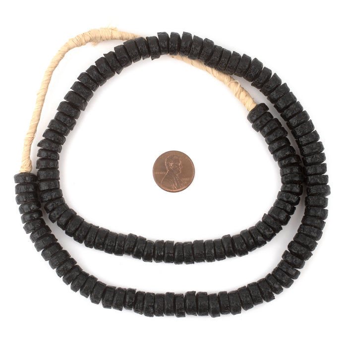 Black Ashanti Glass Disk Beads (10mm) - The Bead Chest
