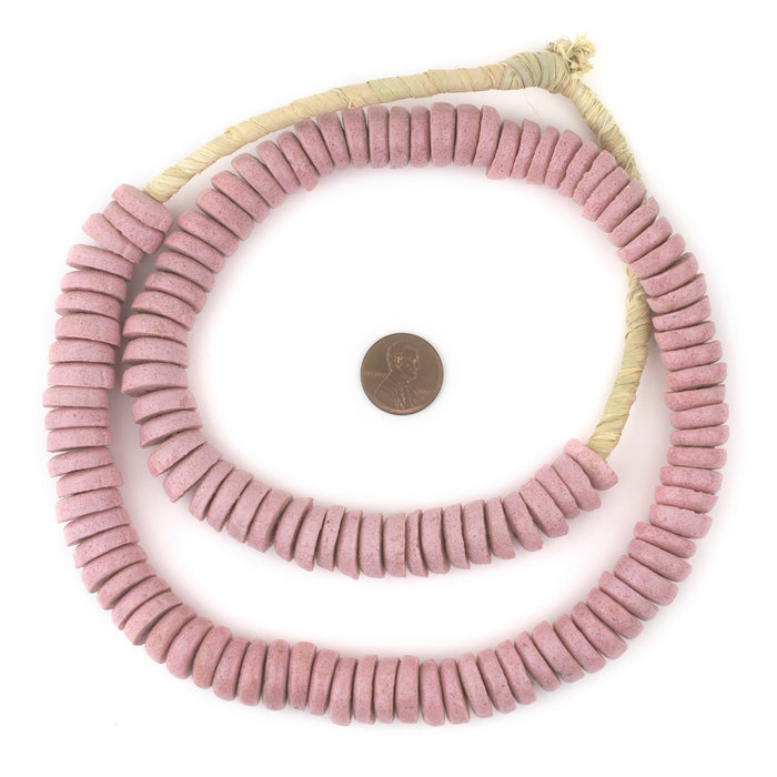 Pink Ashanti Glass Disk Beads (14mm) - The Bead Chest