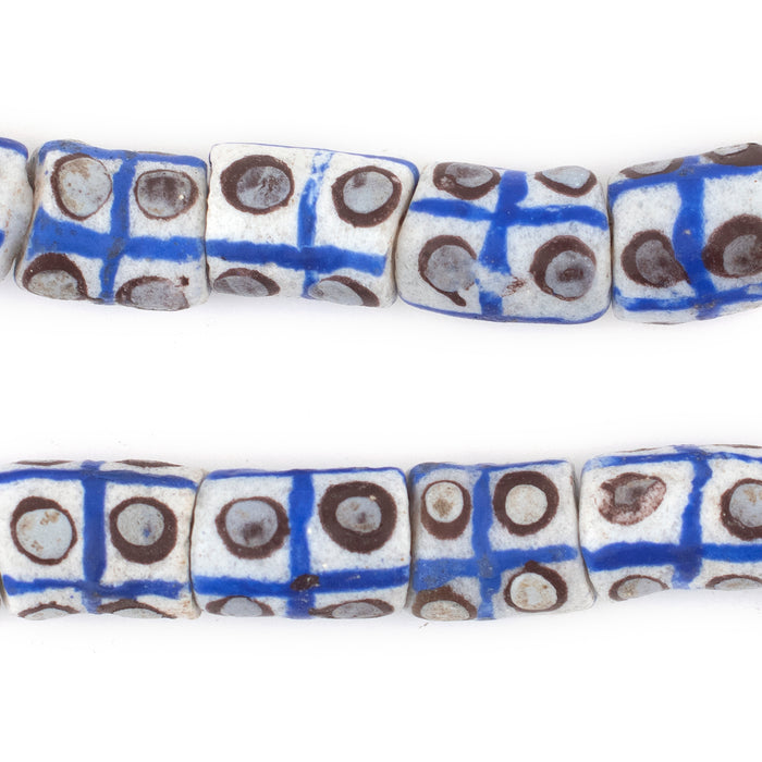 Blue & White Dotted Krobo Beads - The Bead Chest