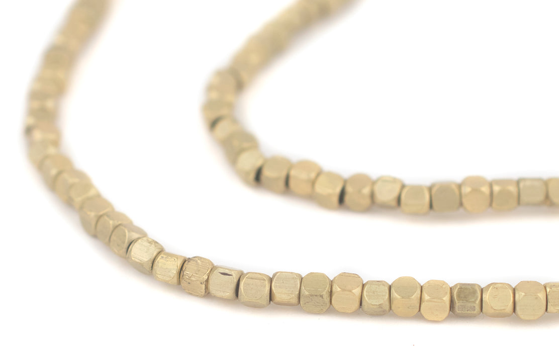 Rounded Matte Brass Cube Beads (3mm) - The Bead Chest