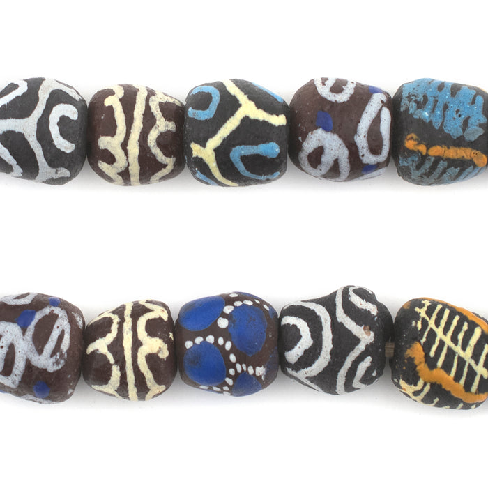 Blue & Brown Krobo Beads (12mm) - The Bead Chest