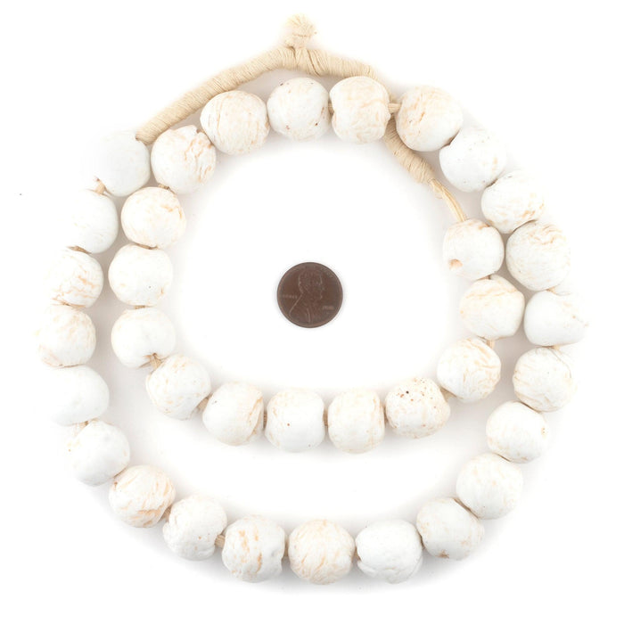 Rustic Opaque White Recycled Glass Beads (18mm) - The Bead Chest
