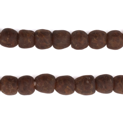Rustic Amber Black Swirl Recycled Glass Beads (9mm) - The Bead Chest