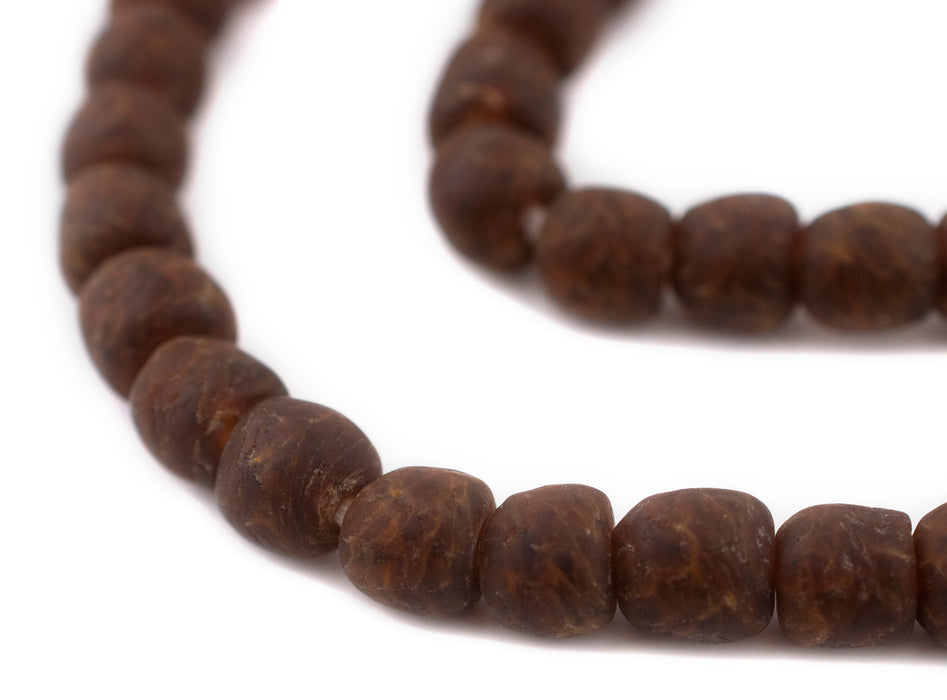 Rustic Amber Black Swirl Recycled Glass Beads (9mm) - The Bead Chest
