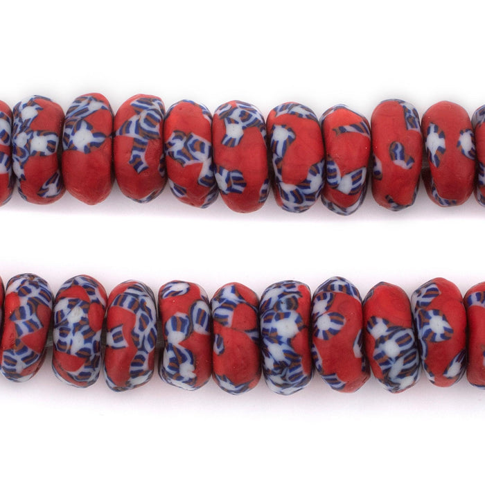 Coral Fused Rondelle Recycled Glass Beads (14mm) - The Bead Chest
