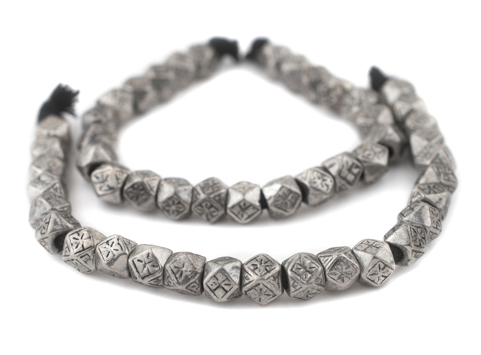 Silver Patterned Diamond Cut Beads (9mm) - The Bead Chest