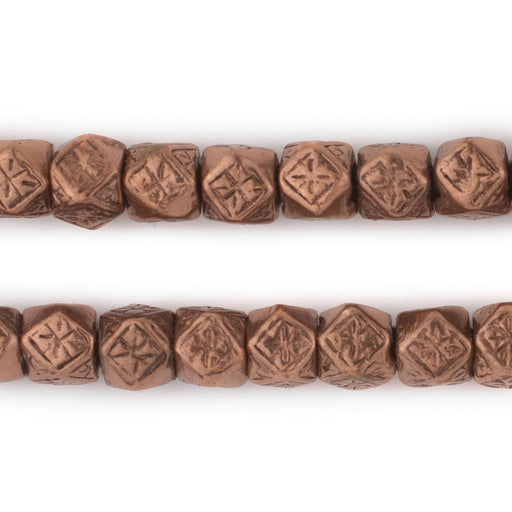 Copper Patterned Diamond Cut Beads (9mm) - The Bead Chest