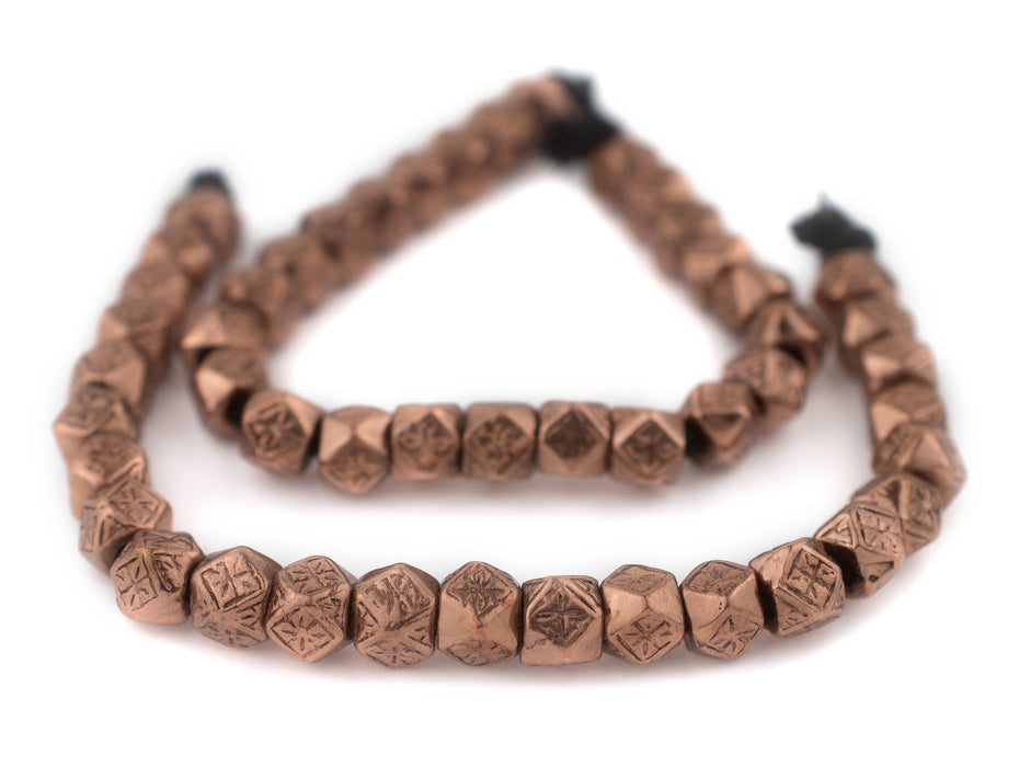 Copper Patterned Diamond Cut Beads (9mm) - The Bead Chest