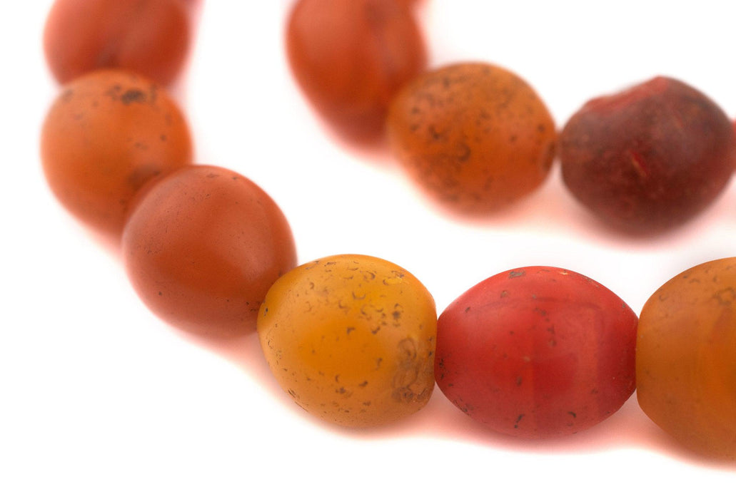 Graduated Ethiopian Red and Orange Tomato Beads - The Bead Chest