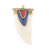 Blue Inlaid Bone Tooth Pendant (30mm)