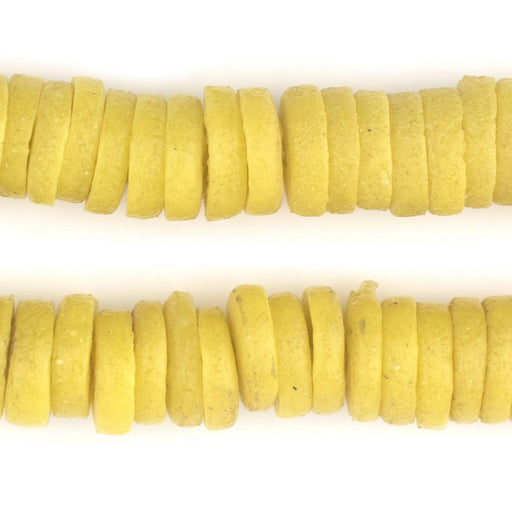Yellow Ashanti Glass Disk Beads (16mm) - The Bead Chest