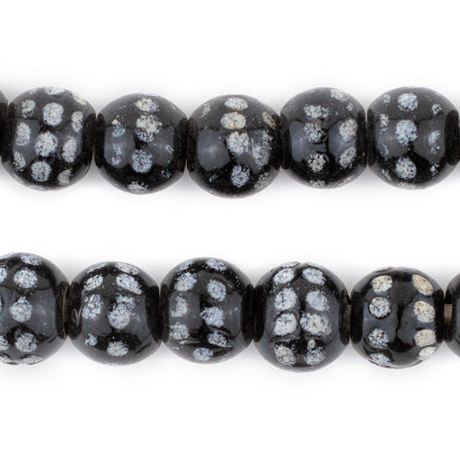 Double Dot Black Venetian-Style Skunk Beads (12mm) - The Bead Chest