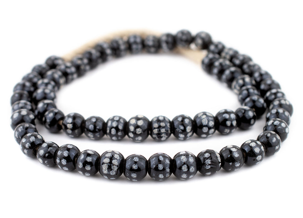 Double Dot Black Venetian-Style Skunk Beads (12mm) - The Bead Chest