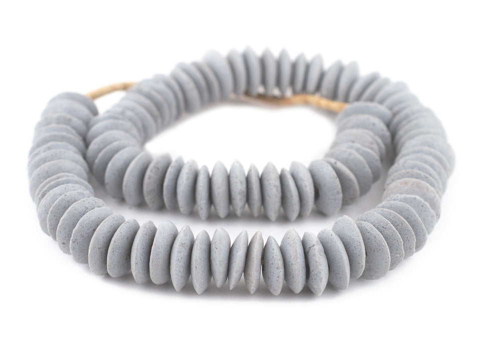 Light Grey Ashanti Glass Saucer Beads (20mm) - The Bead Chest