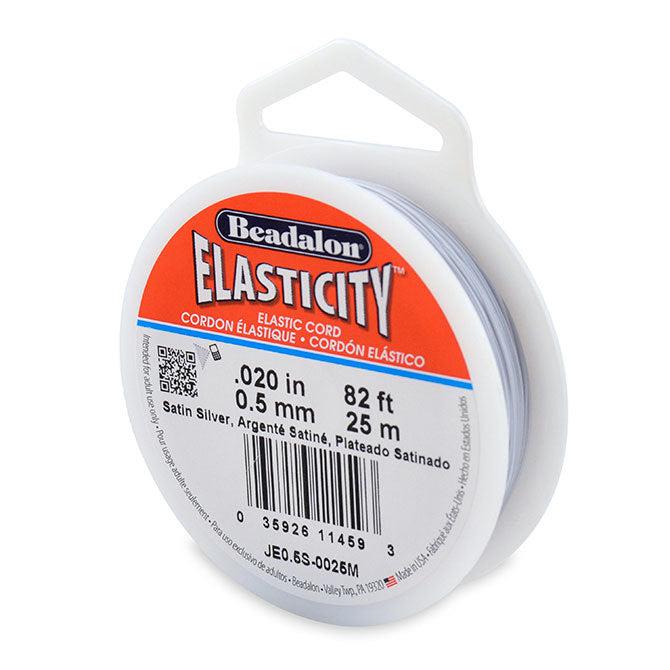 Elasticity 0.5mm Satin Silver Elastic Cord (25 meters) - The Bead Chest