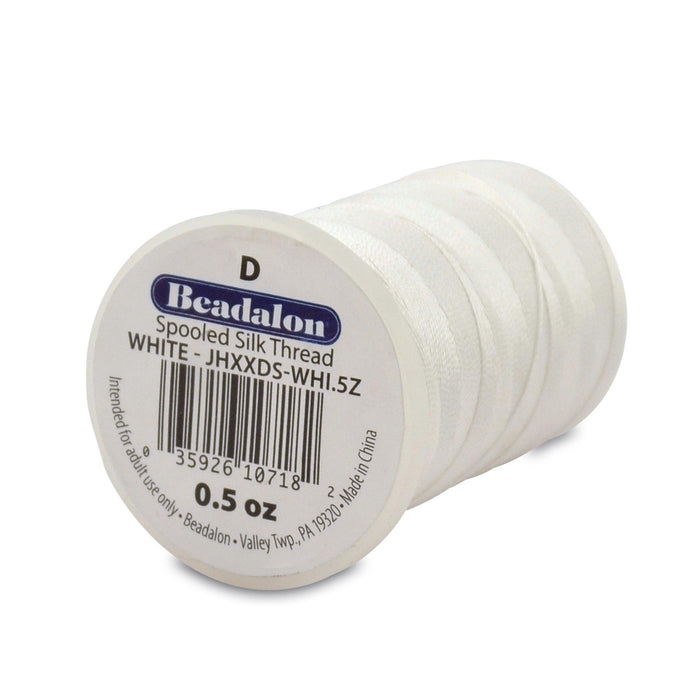 Beadalon 0.30mm White Silk Thread Size D (780ft) - The Bead Chest