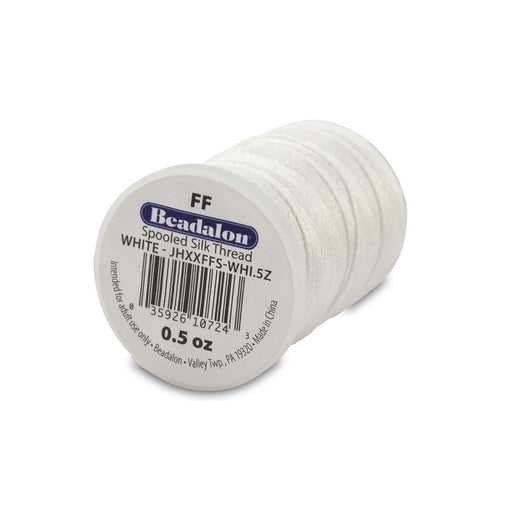 Beadalon 0.42mm White Silk Thread Size FFF (276ft) - The Bead Chest