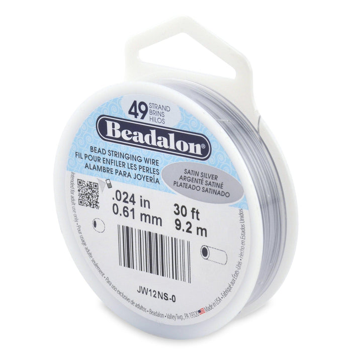 0.024" Satin Silver 49 Strand Beadalon Wire (30ft) - The Bead Chest