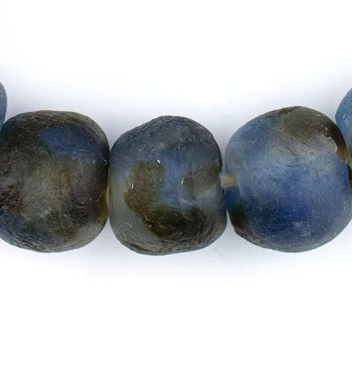 Jumbo Blue Brown Swirl Recycled Glass Beads (23mm) - The Bead Chest