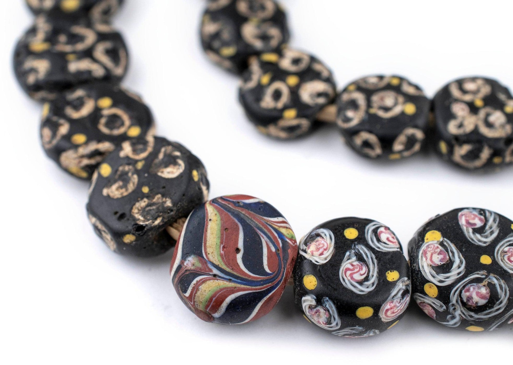Antique Black Fancy Circular Trade Beads — The Bead Chest
