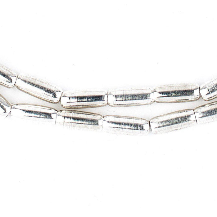Shiny Silver Smooth Tube Beads (12x5mm) - The Bead Chest