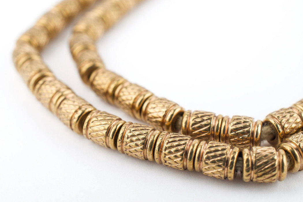 Antiqued Brass Engraved Cylinder Beads (5x4mm) - The Bead Chest