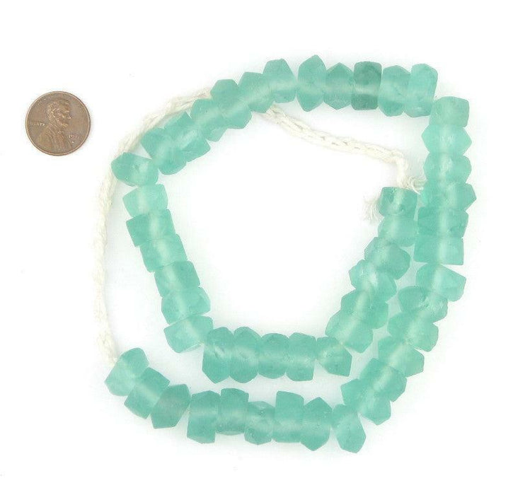 Clear Marine Faceted Recycled Java Sea Glass Beads - The Bead Chest