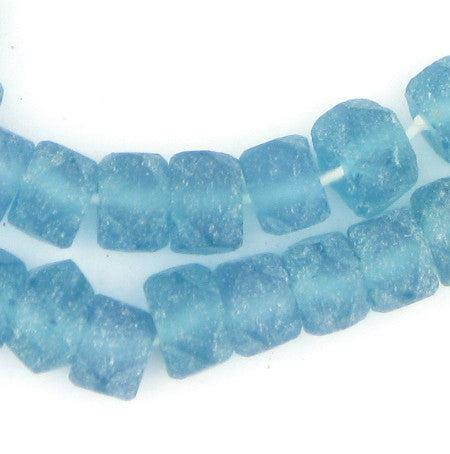 Light Blue Faceted Recycled Java Sea Glass Beads - The Bead Chest
