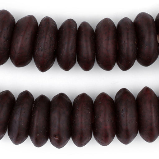 Jumbo Red Black Swirl Rondelle Recycled Glass Beads - The Bead Chest