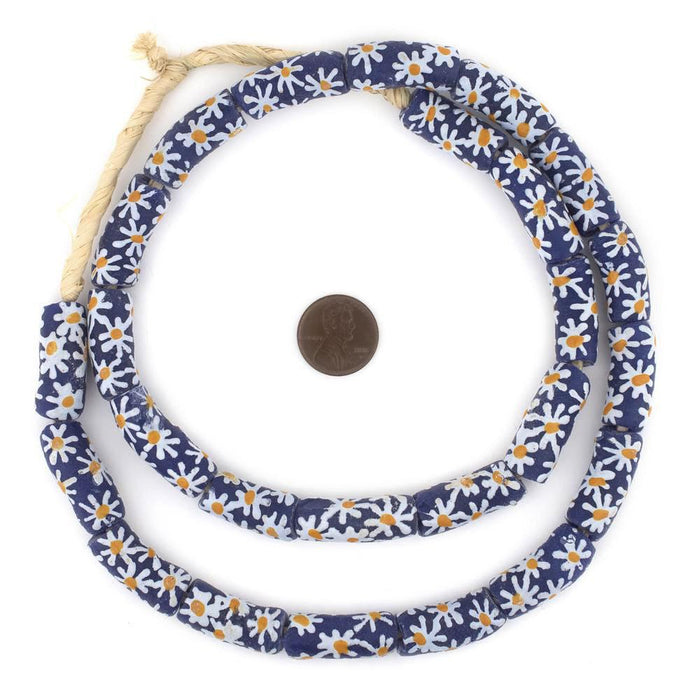 Blue Flower Tribal Krobo Beads - The Bead Chest