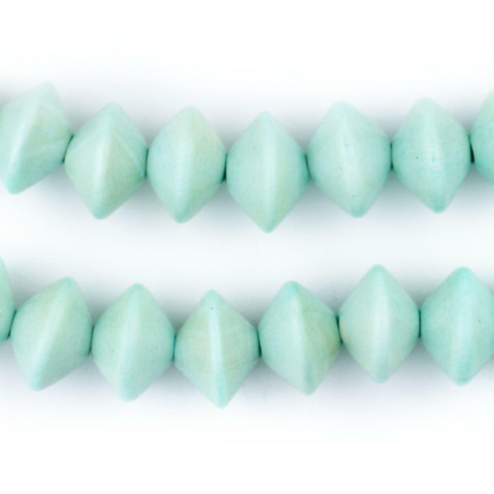 Mint Green Bicone Natural Wood Beads (10x15mm) - The Bead Chest