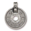 Antiqued Silver Asian Coin Charm (25x21mm)