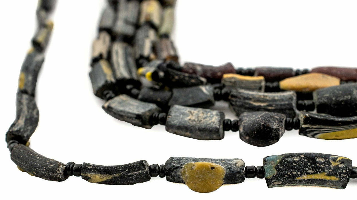 Faded Black Roman Glass Bangle Beads (Large) - The Bead Chest
