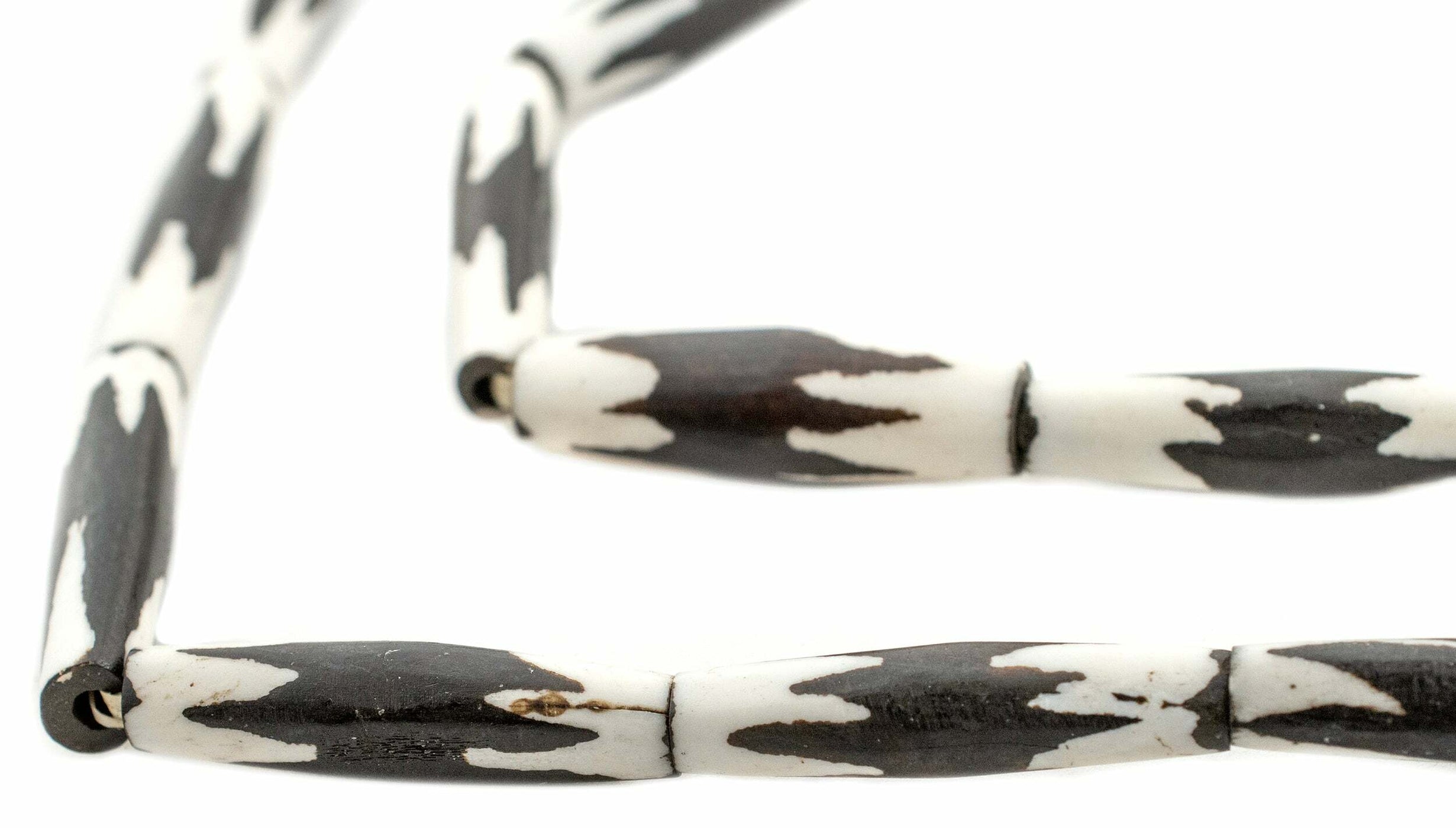 Inverted Zig-Zag Batik Bone Beads (Elongated) | The Bead Chest