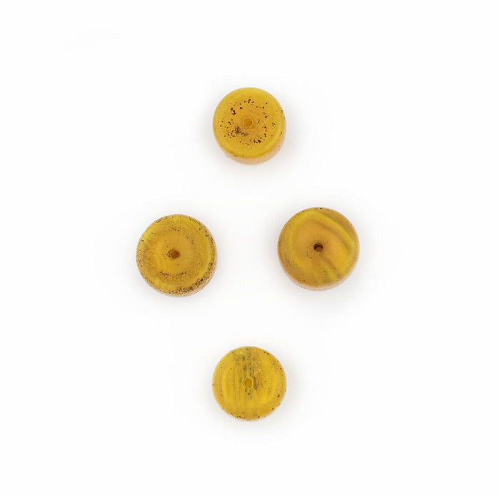 Yellow Cylindrical Tomato Glass Trade Beads (Set of 4) - The Bead Chest