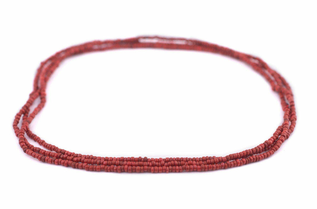 Coral Red Java Glass Seed Beads (2.5mm, 48" Strand) - The Bead Chest