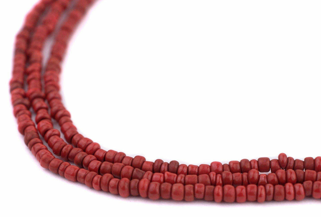Coral Red Java Glass Seed Beads (2.5mm, 48" Strand) - The Bead Chest