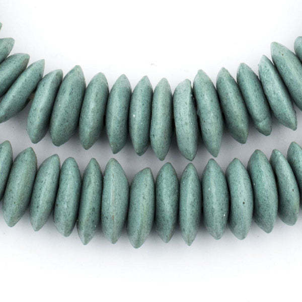 Stone Green Ashanti Glass Saucer Beads - The Bead Chest